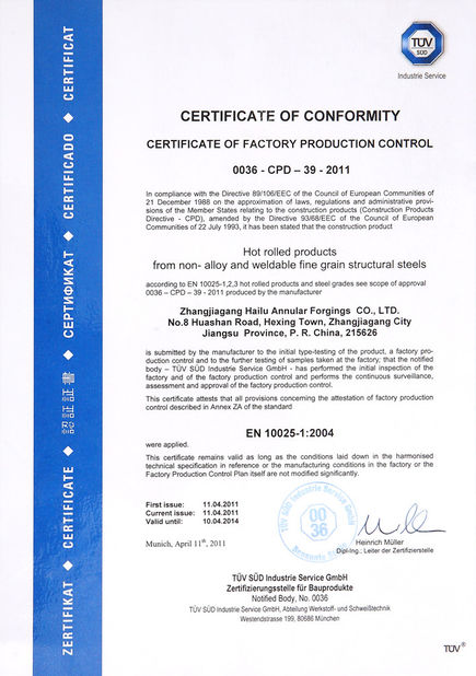 Porcellana JIANGSU HUI XUAN NEW ENERGY EQUIPMENT CO.,LTD Certificazioni